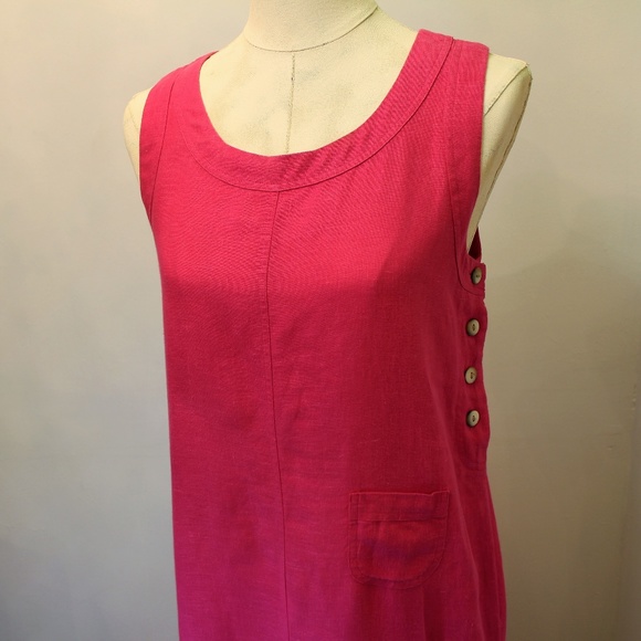 Cali Cali 100% Linen Pink Summer Dress Maxi Size M - Picture 2 of 5